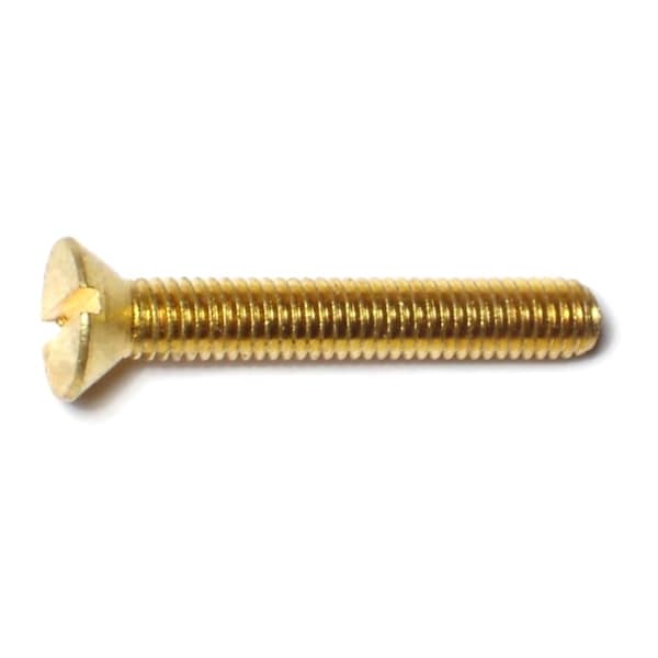 Midwest Fastener #10-32 x 1-1/4 in Slotted Flat Machine Screw, Plain Brass, 20 PK 61435 - main
